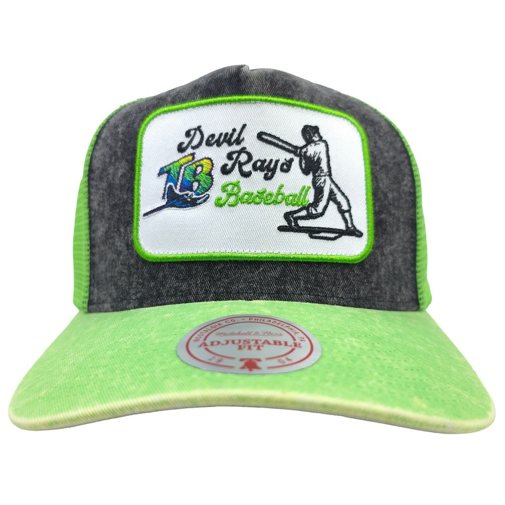 Tampa Bay Devil Rays Mitchell & Ness MLB Trucker Hat Cap 3D Patch Acid Wash NWT